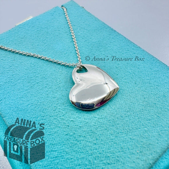 Tiffany & Co. 925 Silver Puff Heart Cutout Pendant 16