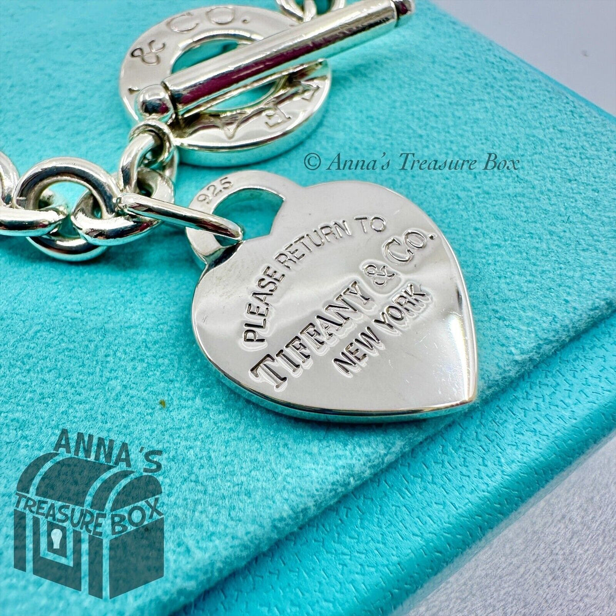Tiffany & Co. 925 Silver MED RTT Heart Tag Toggle 8.5