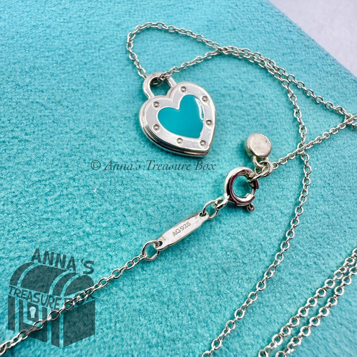 Return To Tiffany & Co. Blue Enamel LOVE Heart 16-18