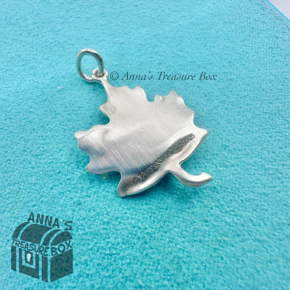 Tiffany 925 Silver Matte Maple Leaf Pendant Charm (pouch)
