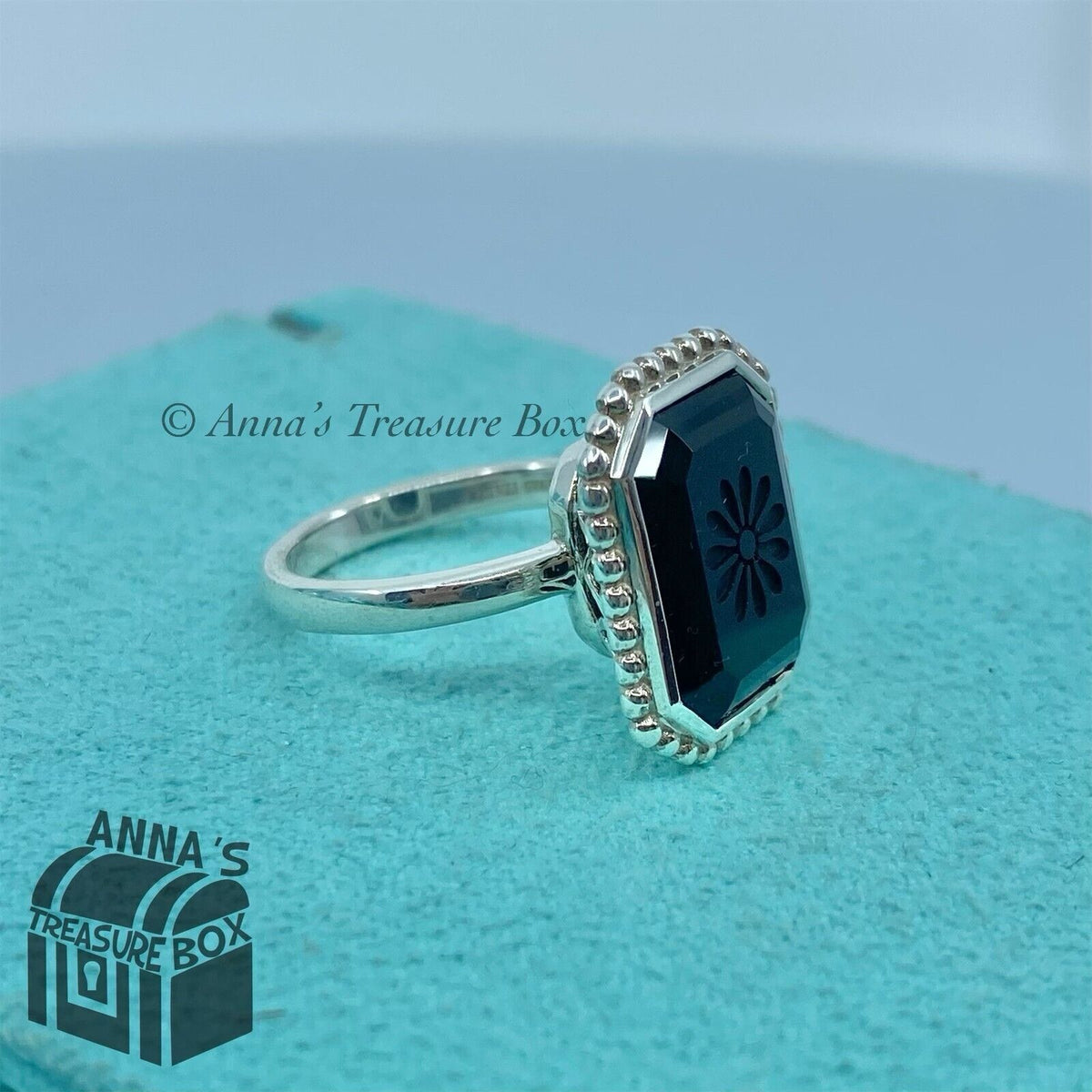 Tiffany & Co. 925 Silver Ziegfeld Black Onyx Daisy Ring Sz. 7 (Bx, Pch –  Anna's Treasure Box LLC