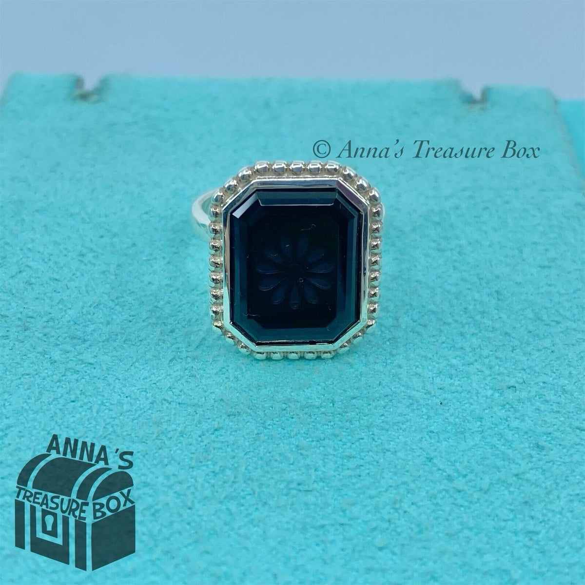 Tiffany & Co. 925 Silver Ziegfeld Black Onyx Daisy Ring Sz. 7 (Bx, Pch –  Anna's Treasure Box LLC