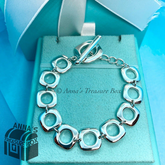 Tiffany & Co. 925 Silver Square Cushion Toggle 7.5” Bracelet (pouch)