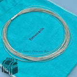 Tiffany & Co. 925 Silver Multi Wire 16” Choker Necklace + Receipt (pouch)