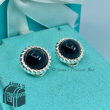 Tiffany & Co. 925 Silver Black Onyx Twist Rope Clip On Earring + Receipt (pouch)