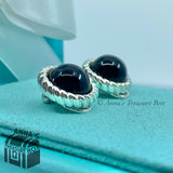 Tiffany & Co. 925 Silver Black Onyx Twist Rope Clip On Earring + Receipt (pouch)