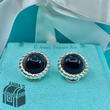 Tiffany & Co. 925 Silver Black Onyx Twist Rope Clip On Earring + Receipt (pouch)