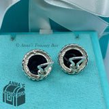 Tiffany & Co. 925 Silver Black Onyx Twist Rope Clip On Earring + Receipt (pouch)