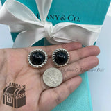 Tiffany & Co. 925 Silver Black Onyx Twist Rope Clip On Earring + Receipt (pouch)