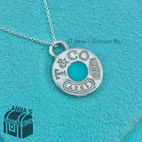 Tiffany & Co. 925 Silver 1837 Blue Enamel Circle 18” Necklace + Receipt (pouch)