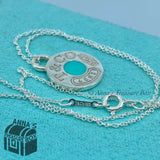 Tiffany & Co. 925 Silver 1837 Blue Enamel Circle 18” Necklace + Receipt (pouch)