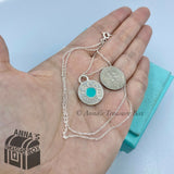 Tiffany & Co. 925 Silver 1837 Blue Enamel Circle 18” Necklace + Receipt (pouch)