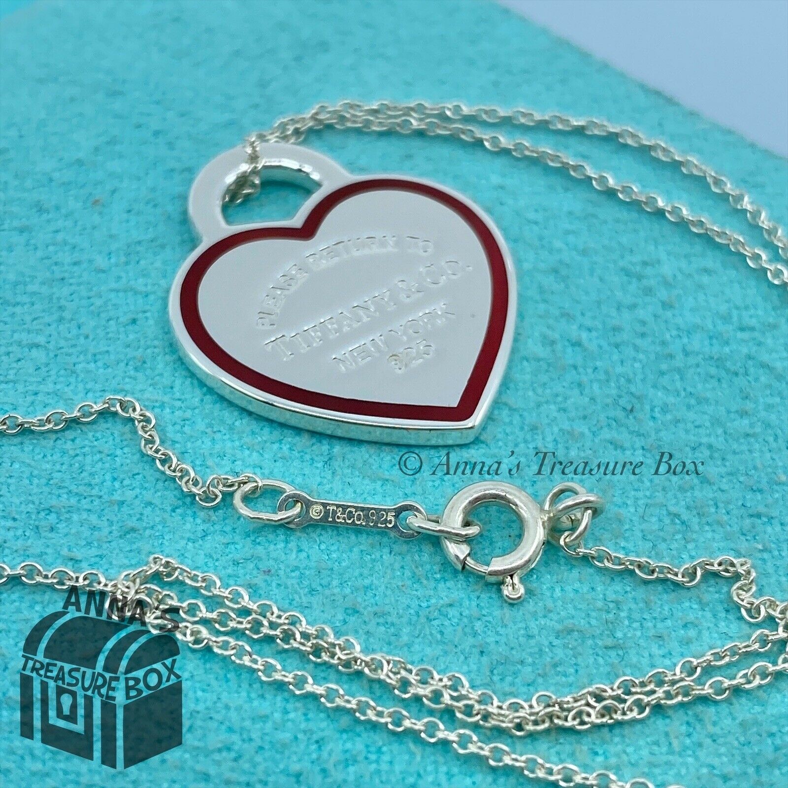 Tiffany & Co. 925 Silver Medium Red Rim Edge RTT Heart 16