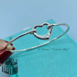 Tiffany & Co. 925 Silver Peretti Open Heart 6.5" Hook Bangle (pouch)