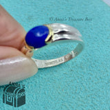 Tiffany & Co. 925 Silver 18K Gold Lapis Lazuli Cabochon Ring Sz. 7.5 (pouch)