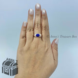 Tiffany & Co. 925 Silver 18K Gold Lapis Lazuli Cabochon Ring Sz. 7.5 (pouch)