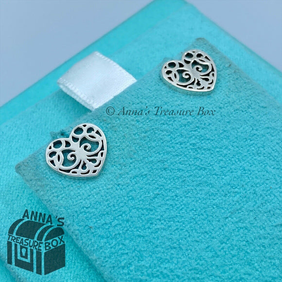 Tiffany & Co. 925 Silver 10mm Enchant Heart Earrings (pouch)
