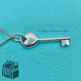 Tiffany & Co. 925 Silver Pink Enamel Heart Key 16" Beaded Necklace (pouch)