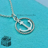 Tiffany & Co. 925 Silver Round Twist Anchor Charm 18" Necklace (box+pouch)