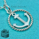 Tiffany & Co. 925 Silver Round Twist Anchor Charm 18" Necklace (box+pouch)