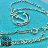 Tiffany & Co. 925 Silver Round Twist Anchor Charm 18" Necklace (box+pouch)