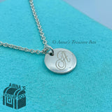 Tiffany & Co. 925 Silver Letter 'A' Round Charm 18" Necklace (pouch)