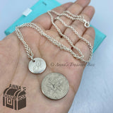 Tiffany & Co. 925 Silver Letter 'A' Round Charm 18" Necklace (pouch)