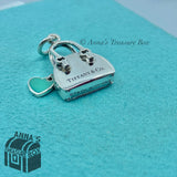 Tiffany & Co. 925 Silver Purse Handbag Blue Enamel Heart Charm (box, pch, rbbn)