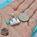 Tiffany & Co. 925 Silver Purse Handbag Blue Enamel Heart Charm (box, pch, rbbn)
