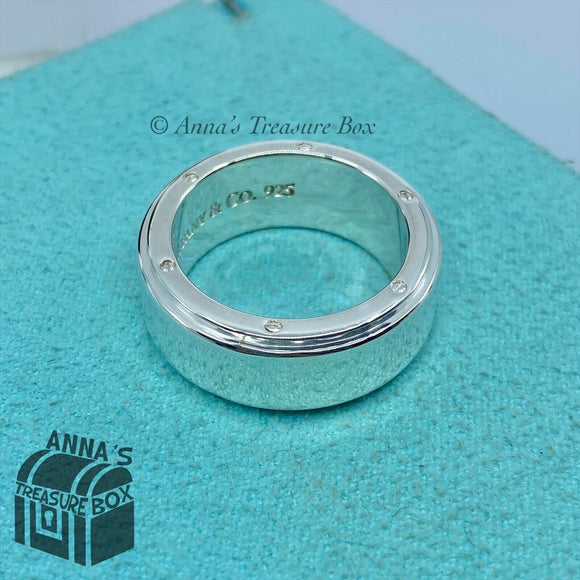 Tiffany & Co. 925 Silver Metropolis Unisex Band Ring Sz. 8 (box, pouch, ribbon)