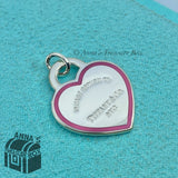 Tiffany & Co. 925 Silver MEDIUM Pink Outline/Border RTT Heart Charm (Bx, Pch,Rb)