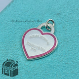 Tiffany & Co. 925 Silver MEDIUM Pink Outline/Border RTT Heart Charm (Bx, Pch,Rb)