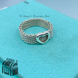 Tiffany & Co. 925 Silver Mesh Heart Ring Sz. 6.5 (pouch)