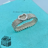 Tiffany & Co. 925 Silver Mesh Heart Ring Sz. 6.5 (pouch)