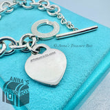 Tiffany & Co. 925 Silver RTT Heart Diamond Toggle 7.25" Bracelet (bx, pch, rbn)