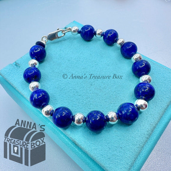 Tiffany & Co. 925 Silver 10mm Lapis Lazuli Silver Bead 7.75