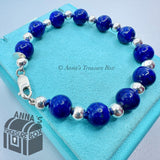 Tiffany & Co. 925 Silver 10mm Lapis Lazuli Silver Bead 7.75" Bracelet (box, pch)