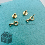 Tiffany & Co. 18k Yellow Gold Diamond Mini Key Stud Earring (box, pouch, ribbon)