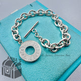 Tiffany & Co. 925 Silver 1837 Toggle 7.5" Bracelet Unisex (box, pouch, ribbon)