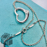 Tiffany & Co. 925 Silver Vintage Peretti MEDIUM Open Heart 16" Necklace (pouch)