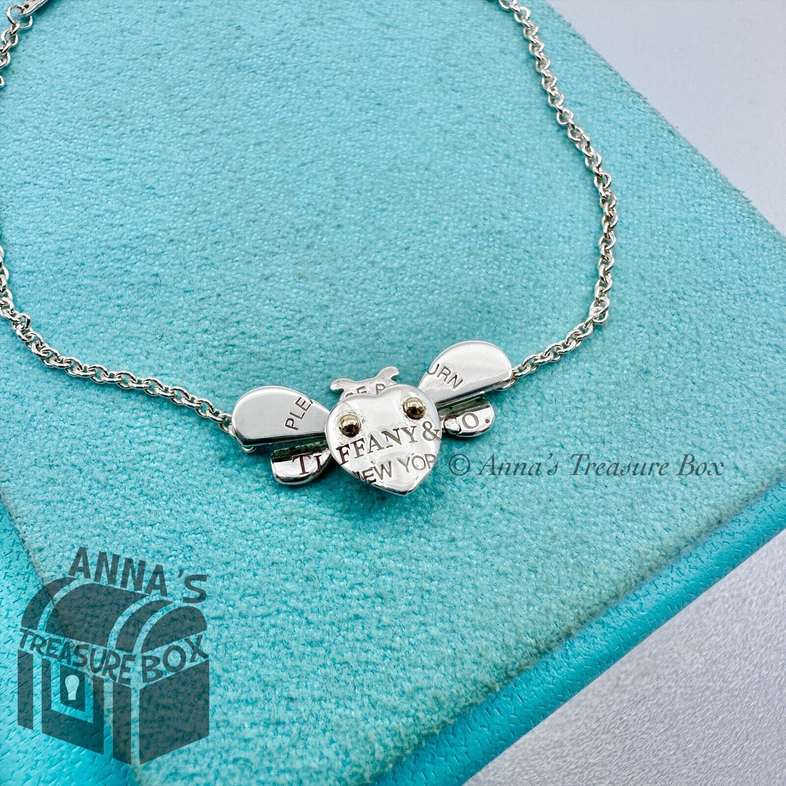 Return to Tiffany & Co. 925 Silver 18K Gold Love Bug Bee 6.5-7