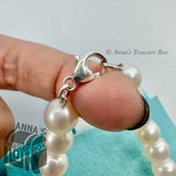 Tiffany & Co. 925 Silver RTT Heart Tag 7-8mm Pearl 7.5" Bracelet (bx, pch, rbn)