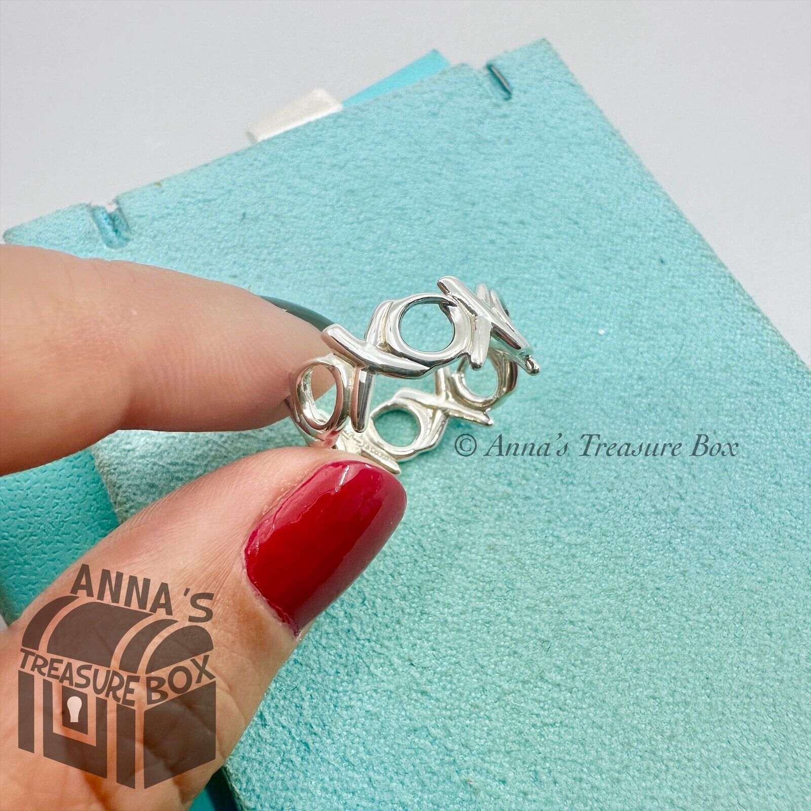 Tiffany & Co. 925 Silver Paloma Picasso Graffiti XO Wide Ring Sz 