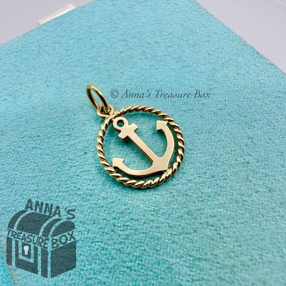 Tiffany & Co. 18K Yellow Gold Anchor Twist Rope Charm Pendant (box, pch, ribbon)