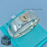 Tiffany & Co. 925 Silver 18K Gold Love Lock Hinge 7" Bangle (Box, Pouch, Ribbon)