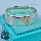 Tiffany & Co. 925 Silver 18K Gold Love Lock Hinge 7" Bangle (Box, Pouch, Ribbon)