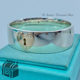 Tiffany & Co. 925 Silver 18K Gold Love Lock Hinge 7" Bangle (Box, Pouch, Ribbon)