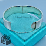 Tiffany & Co. 925 Silver 18K Gold Love Lock Hinge 7" Bangle (Box, Pouch, Ribbon)