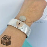 Tiffany & Co. 925 Silver 18K Gold Love Lock Hinge 7" Bangle (Box, Pouch, Ribbon)