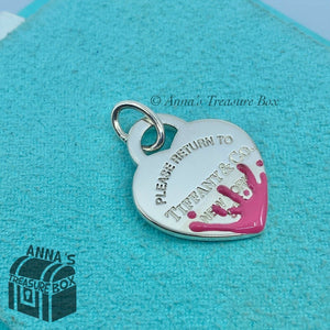 Tiffany & Co. 925 Silver MED Pink Splash RTT Heart Charm Pendant (pouch)